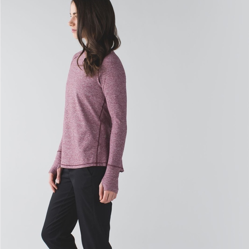 Lululemon Women’s Warm Your Core Long Sleeve Tee Heathered Bordeaux Drama Size 6 - Picture 2 of 14